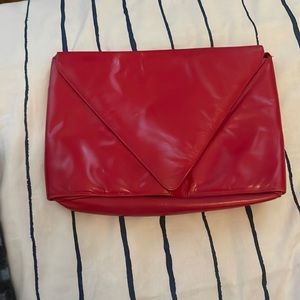 Red Charles Jourdan vintage envelope clutch